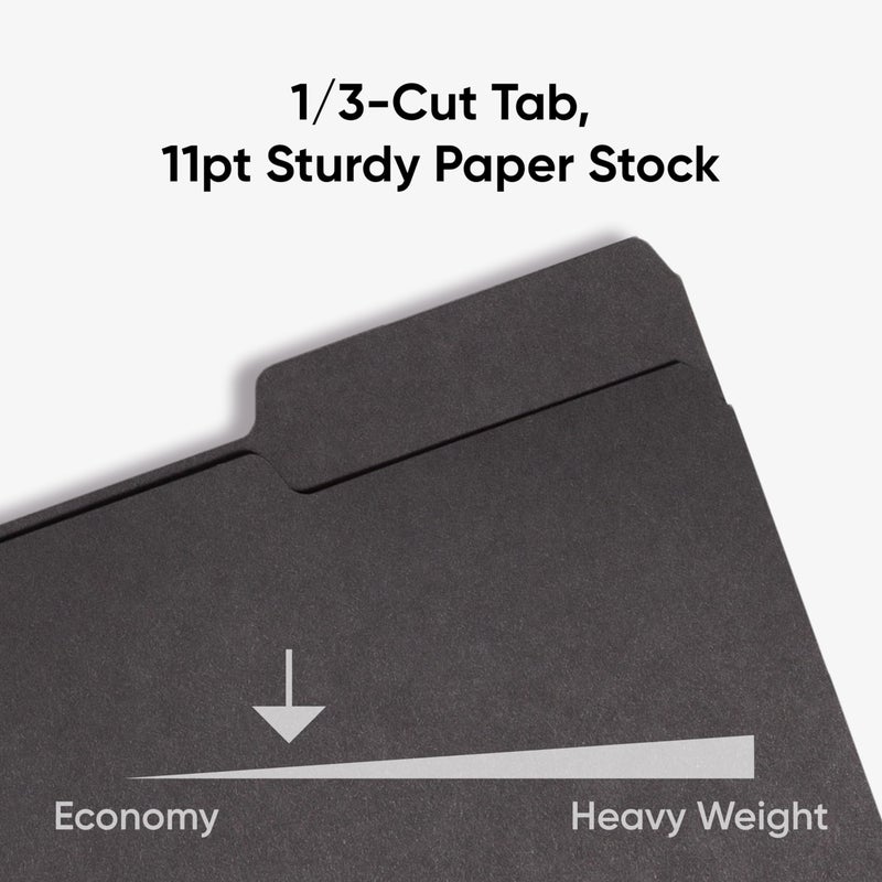 Smead Interior File Folder, 1/3-Cut Tab, Letter Size, Black, 100 per Box, Expandable File Folders for Filing Cabinet - Image 4