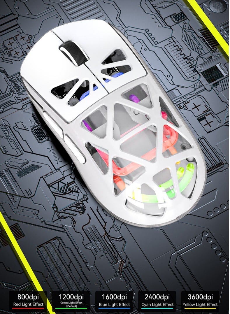 Captaintech Lightweight Wireless Gaming Mouse, 36k DPI, 93g Ultralight - 300 Hour Battery, (2.4GHz/Wireless/Wired) Mouse for Win/Mac/Android/IOS - White - Image 4