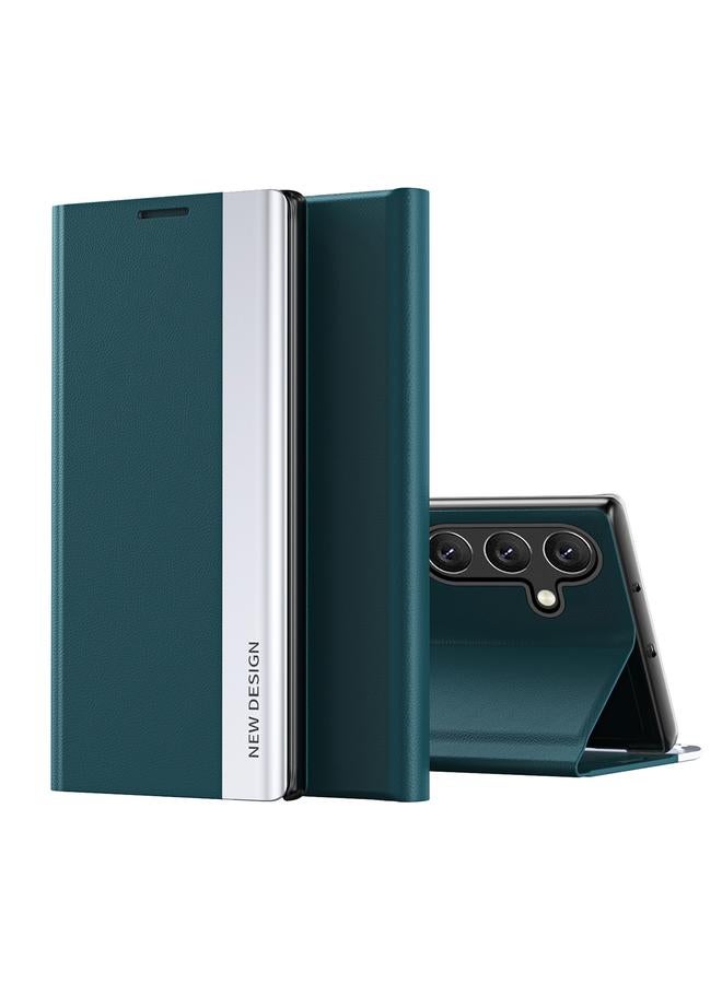 S-TOP Case For Samsung Galaxy S25+ 5G Side Electroplated Adsorption Leather Phone Case