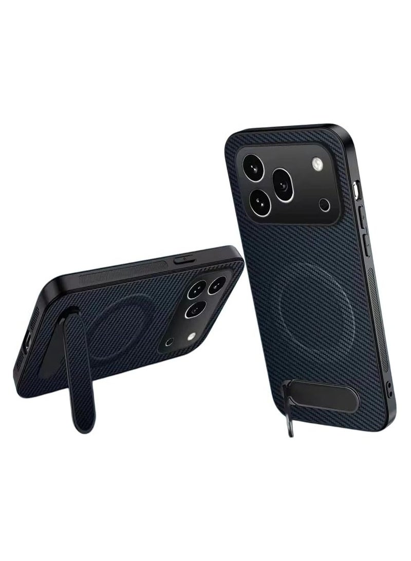 Compatible with Honor 600 Pro 5G Magnetic Ring Stand Case – Carbon Fibre Texture Leather Shock-Absorbing Protective Case