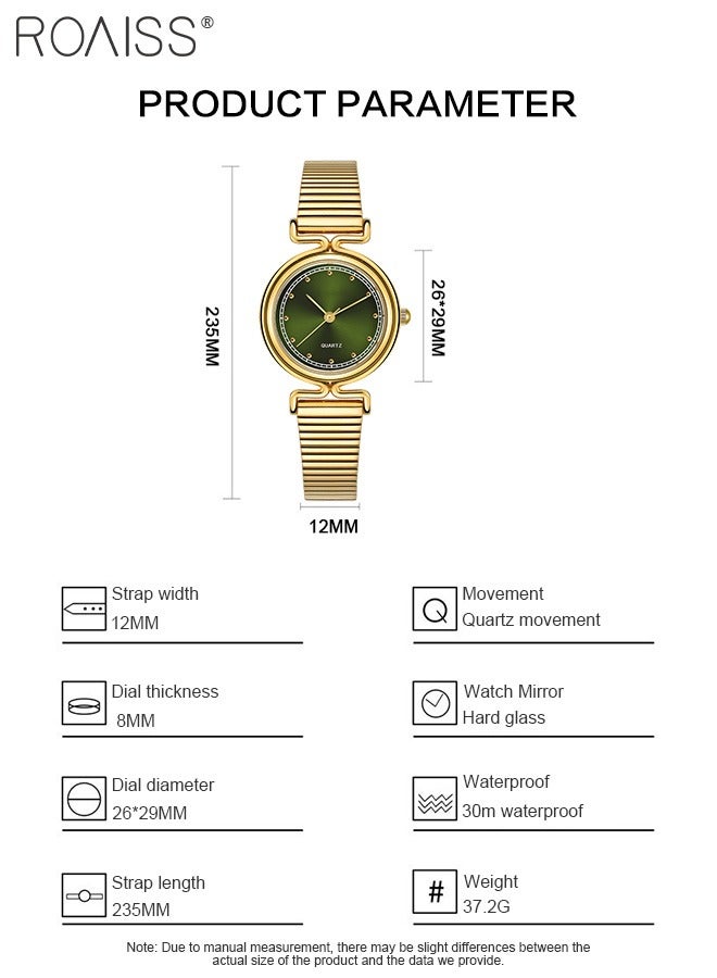 رويس ساعة كوارتز نسائية بسوار من السبائك بقرص دائري بنمط أشعة الشمس، ساعة يد فاخرة مقاومة للماء كهدية للسيدات - Image 4