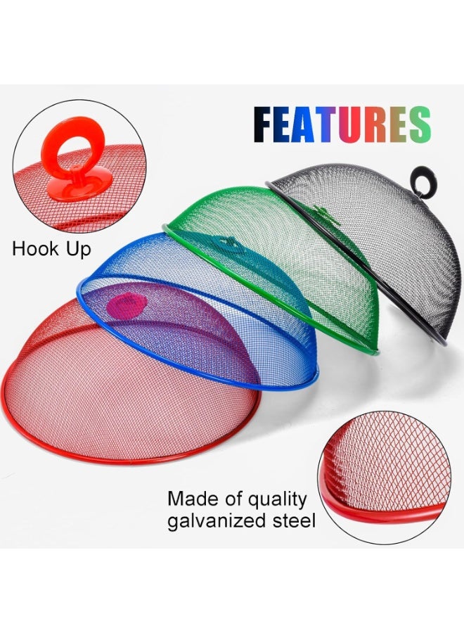 طقم 3 غطاء طعام معدني شبكي على شكل مظلة، أغطية طعام شبكية مقاومة للصدأ لحماية الطعام من الذباب والحشرات، مظلات طعام قابلة للطي للاستخدام الخارجي في النزهات والرحلات وحفلات الشواء، غطاء طعام معدني شبكي دائري للمنزل والمطبخ والحديقة، غطاء حماية طعام من الفولاذ المقاوم للصدأ للشواء والمناسبات الخارجية - Image 5