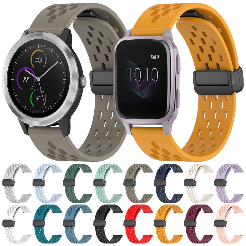 erorex For Garmin Venu Sq 20Mm Folding Magnetic Clasp Silicone Watch Band(Space Ash) - Image 3