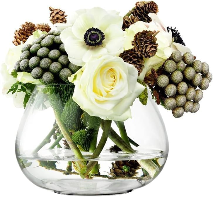 LSA Mini Clear Glass Flower Vase W16.5cmxH11.5cm Elegant Teardrop Table Vase, Made in Poland - Image 1