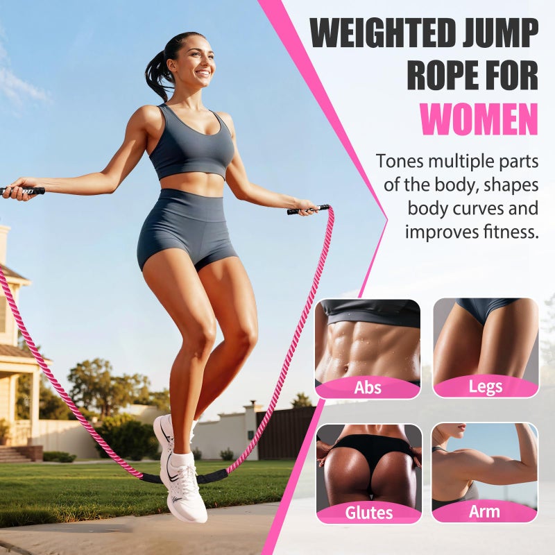 KUZARO Jump Rope, Weighted Jump Rope for Women, Heavy Jump Ropes for Fitness, Home Gym Exercise Equipment, Adult Skipping Rope for Strength Training, Weight Loss, Boxing Training,Total Body Workout Equipment - Image 2