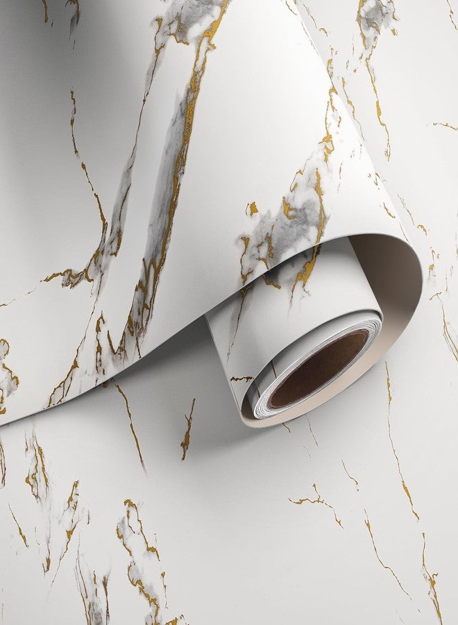 VaryPaper 15.7" x 315" Matte White Marble Contact Paper for Countertops and Walls - Waterproof Peel and Stick Table Top Vinyl Wrap - Removable Self Adhesive Wall Paper for Kitchen - Image 1