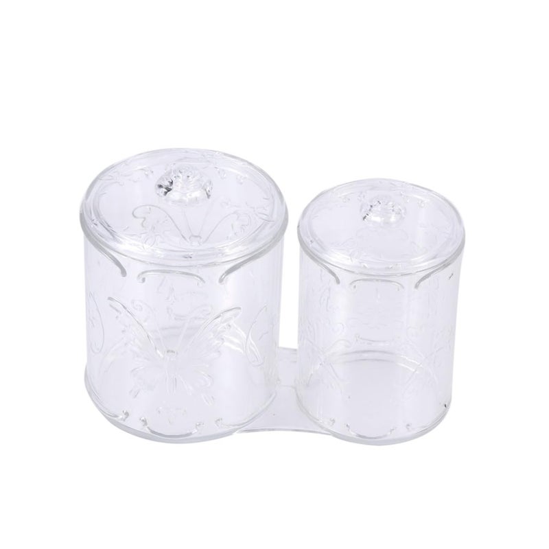 Acrylic Makeup Brush Storage Organizer Jar with Lid Transparent Round Container - Image 2