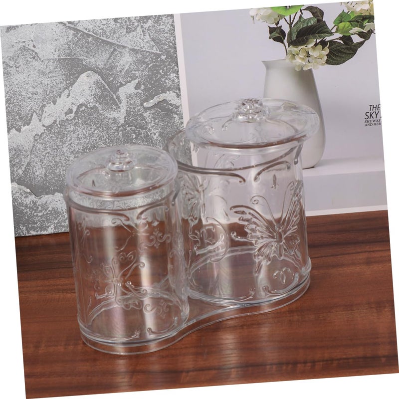 Acrylic Makeup Brush Storage Organizer Jar with Lid Transparent Round Container - Image 5