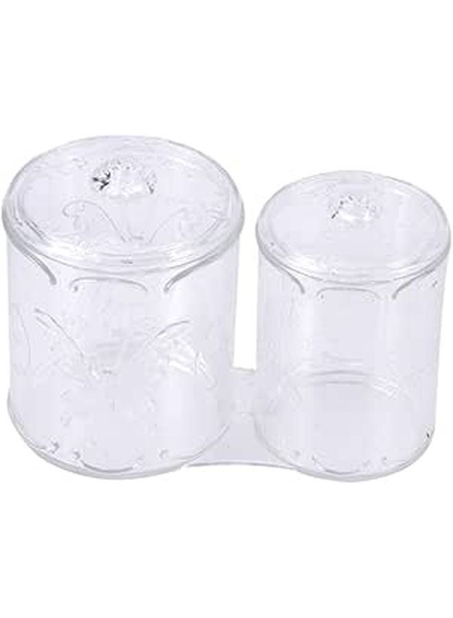 Acrylic Makeup Brush Storage Organizer Jar with Lid Transparent Round Container - Image 1