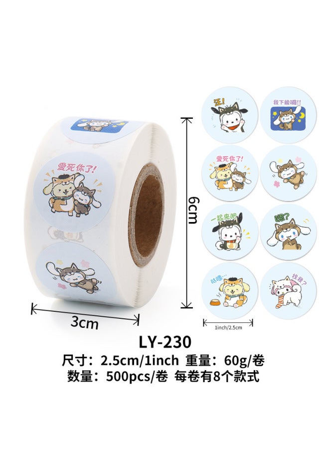 Liyuan Stickers Children's Women's Cute Sanrio Seal Stickers Student Goo Card Hand Account Material Roll Stickers Reward For Teachers - Image 1