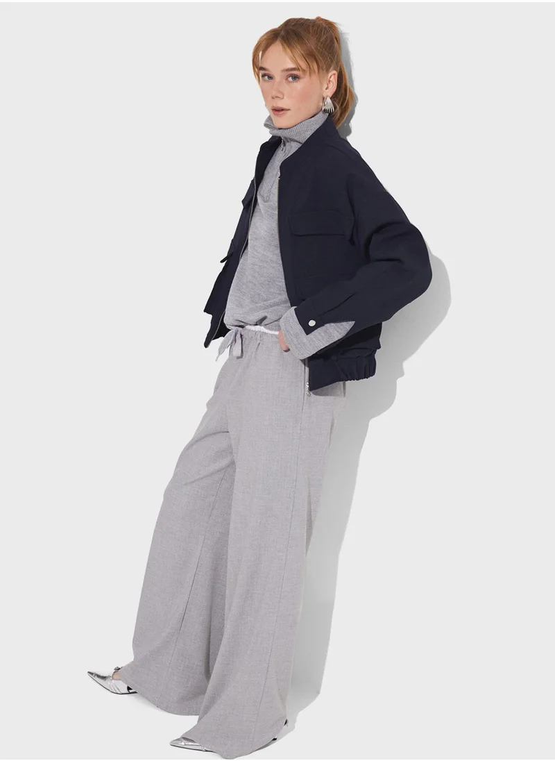JUNE Pocket Detail Zip Through Bomber Jacket