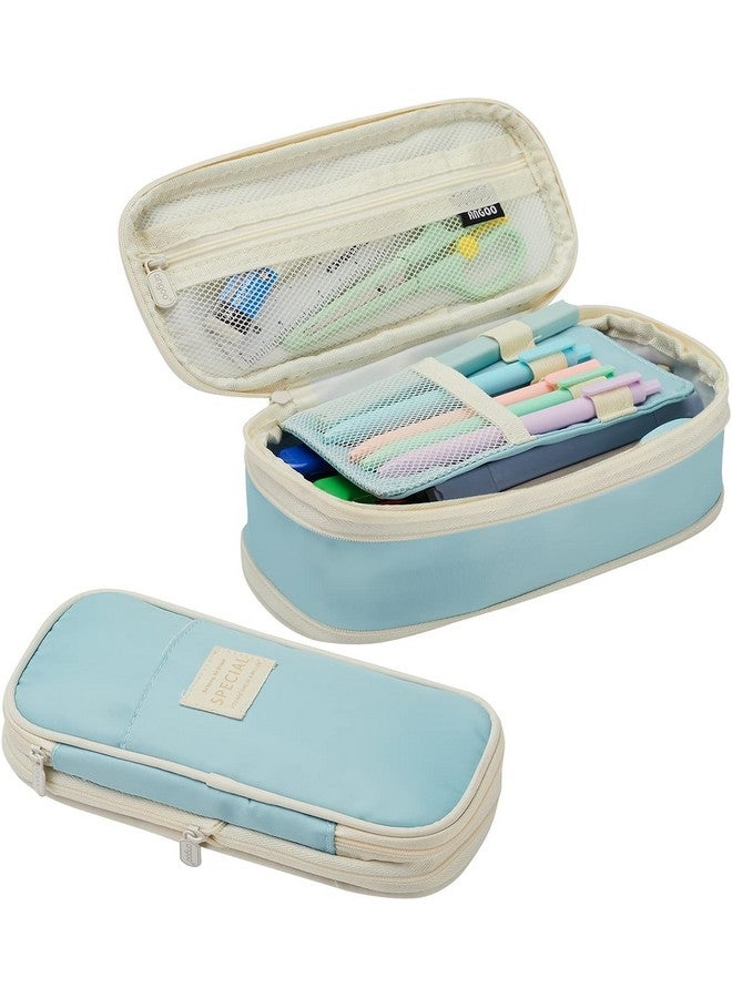 KAYZON KAYZON Polyester Cute Aesthetic Big Capacity Zipper Pencil Cases,Big Capacity Special Pencil Pen Case Office College School Large Storage High Capacity Bag Pouch Boys Office,Pack Of 1 (Blue) - Image 1