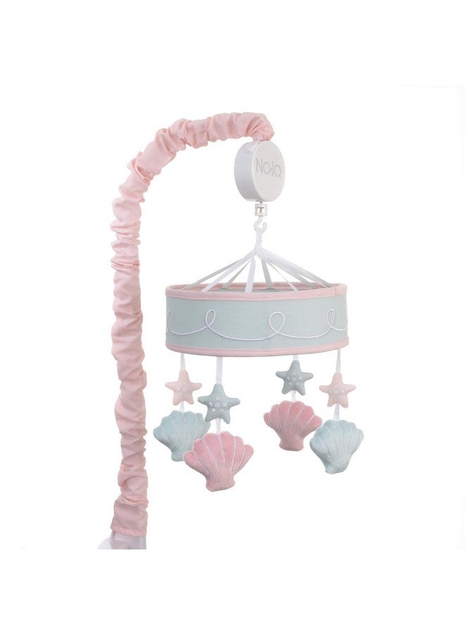 NoJo - Sugar Reef Mermaid Whimsy Musical Mobile, Nursery Crib Changing Table Musical Mobile - Aqua and Pink Shells and Star Fish - Image 1