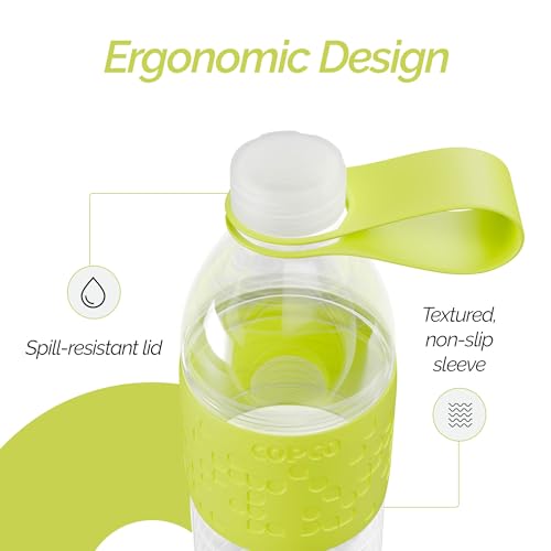 Copco Hydra 20 oz Tritan Water Bottle with Spill Resistant Lid & Non-Slip Sleeve - BPA-Free, Dishwasher Safe, Fits in Cup Holders, Great for Gym, Travel, Office - Durable & Lightweight (Green) - Image 5