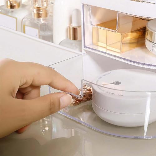 ALOXE Plastic Makeup Organizer|Makeup Box for Storage|Make Up, Cosmetics, Skincare Organiser for Women|Elegant Makeup Vanity with Transparent Drawer (White) - Image 4