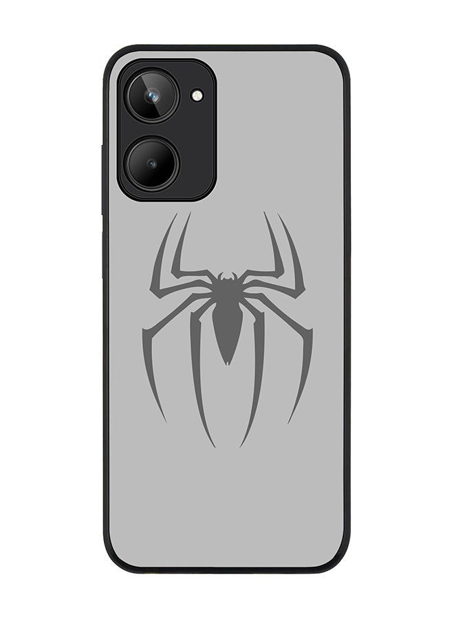 Stylizedd Rugged Black edge case for Realme 10 4G Slim fit Soft Case Flexible Rubber Edges Anti Drop TPU Gel Thin Cover -  Spidermark (Grey) - Image 1