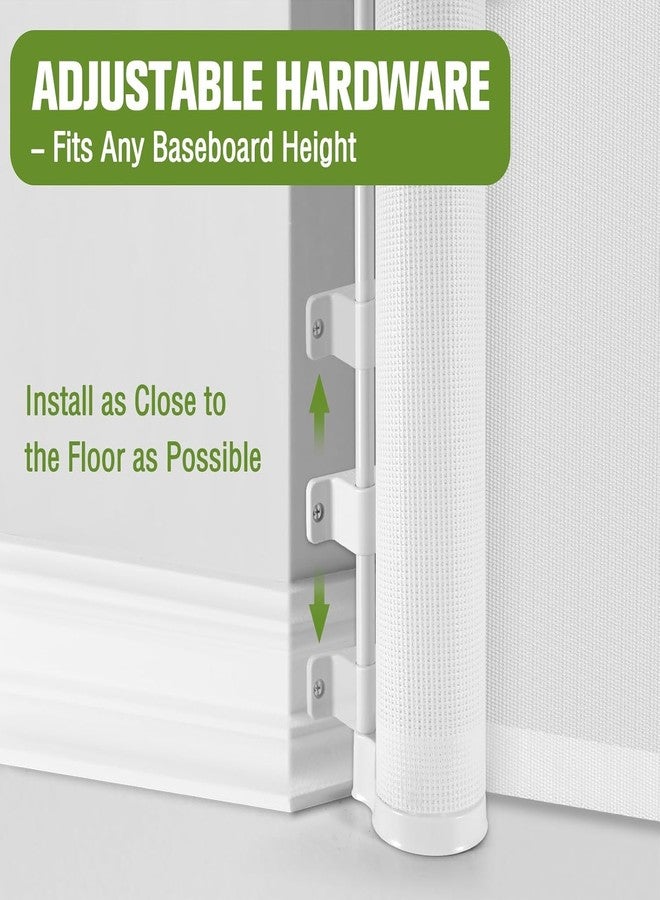 Moppets Extra Wide Retractable Baby Safety Mesh Gate/Safety gate for Kids and Pets for Stairs, Doors, Kitchen, Main Gate l 80 cm High & Upto180 cm Wide Adjustment & Easy to Fold - White 180cm - Image 5