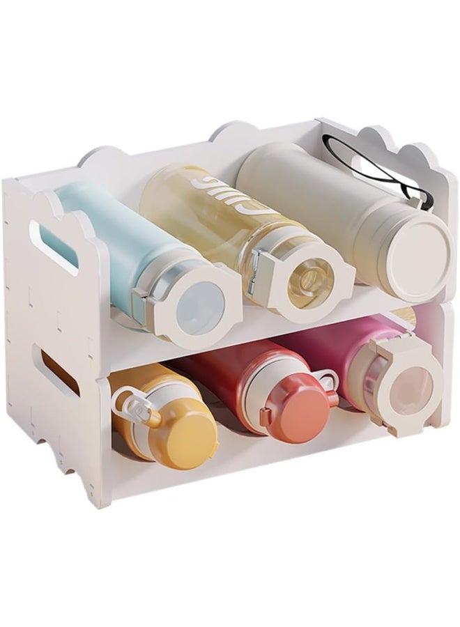 TPGP Stackable Water Bottle Organiser For Cabinet, White Plastic Bottle Holder Wine Storage Rack For Kitchen Countertop, Tabletop, Pantry, Refrigerator - 2 Layers, Hold 6 Bottles (2 Tier)  - Image 1