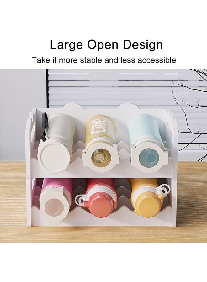 TPGP Stackable Water Bottle Organiser For Cabinet, White Plastic Bottle Holder Wine Storage Rack For Kitchen Countertop, Tabletop, Pantry, Refrigerator - 2 Layers, Hold 6 Bottles (2 Tier)  - Image 5
