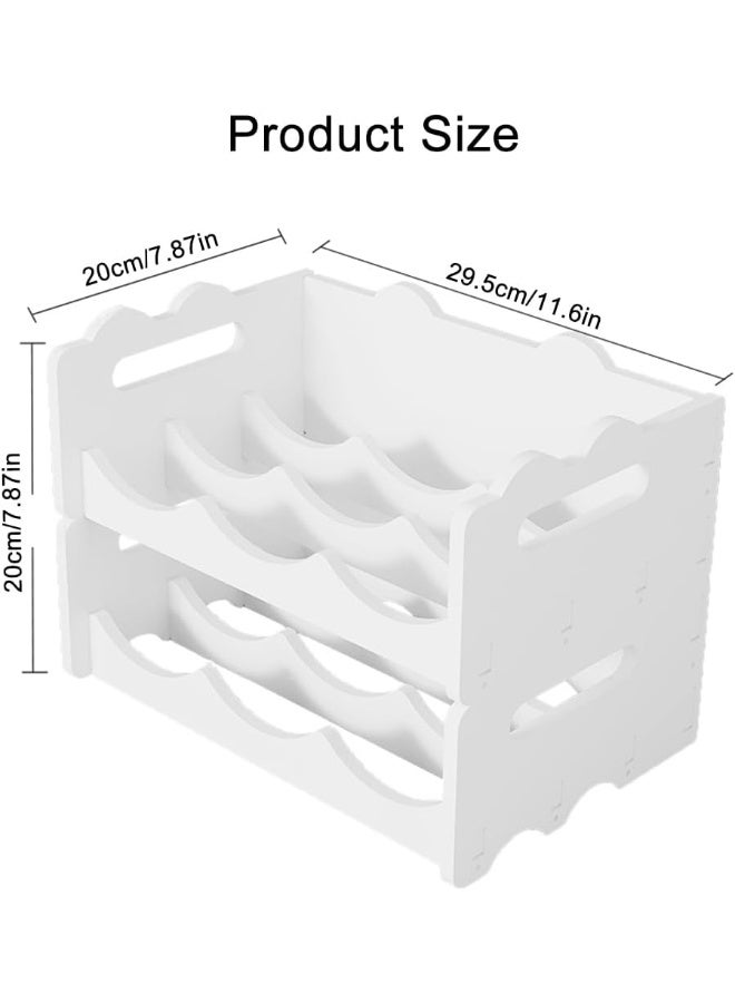 TPGP Stackable Water Bottle Organiser For Cabinet, White Plastic Bottle Holder Wine Storage Rack For Kitchen Countertop, Tabletop, Pantry, Refrigerator - 2 Layers, Hold 6 Bottles (2 Tier)  - Image 2