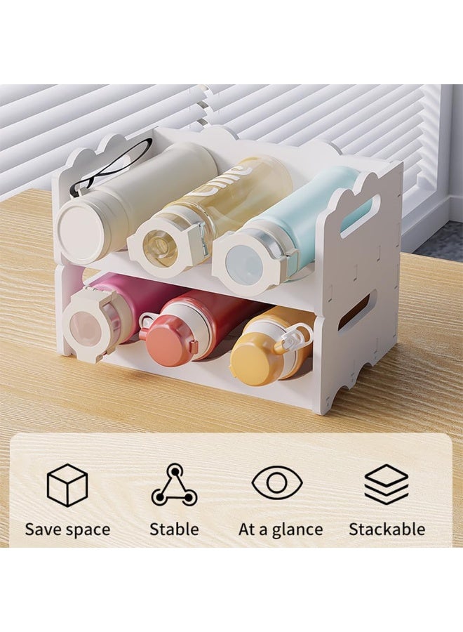 TPGP Stackable Water Bottle Organiser For Cabinet, White Plastic Bottle Holder Wine Storage Rack For Kitchen Countertop, Tabletop, Pantry, Refrigerator - 2 Layers, Hold 6 Bottles (2 Tier)  - Image 4