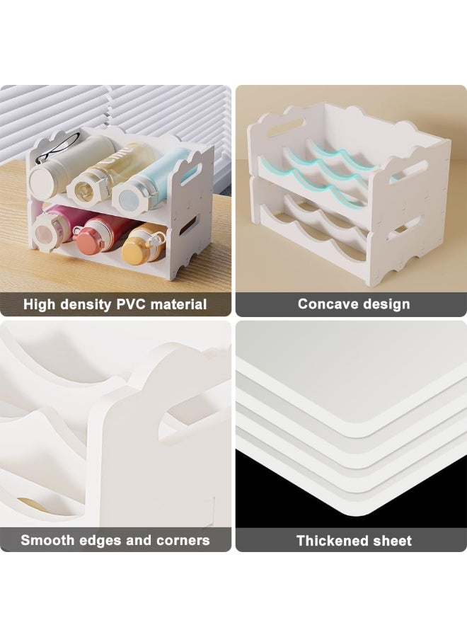 TPGP Stackable Water Bottle Organiser For Cabinet, White Plastic Bottle Holder Wine Storage Rack For Kitchen Countertop, Tabletop, Pantry, Refrigerator - 2 Layers, Hold 6 Bottles (2 Tier)  - Image 3