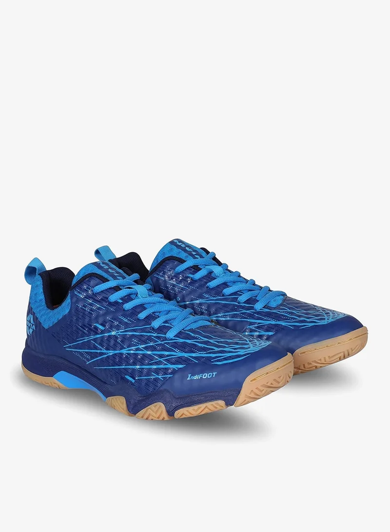 Nivia  Powerstrike 3.0 Badminton Shoes for Men - Breathable Mesh Court Footwear in Black/Blue/Peach for Men | Best Price UAE