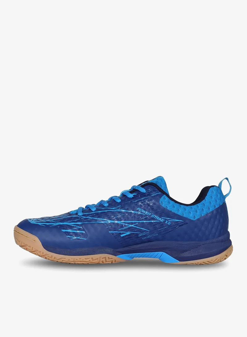 Nivia  Powerstrike 3.0 Badminton Shoes for Men - Breathable Mesh Court Footwear in Black/Blue/Peach for Men | Best Price UAE