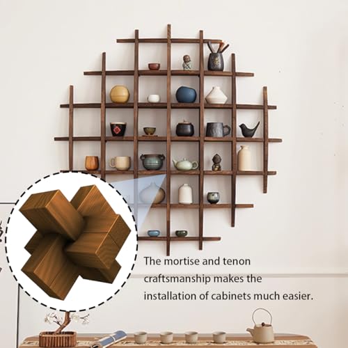 MXOYOXM Wooden Coffee Mug Display Shelf,27.6" x 27.6"Coffee Cup Holder Wall Mounted,Multi-Slot Mug Shelf for Wall,Exquisite Tea Cup Holder Wall Mug Rack Suitable for Living Room,Kitchen - Image 4