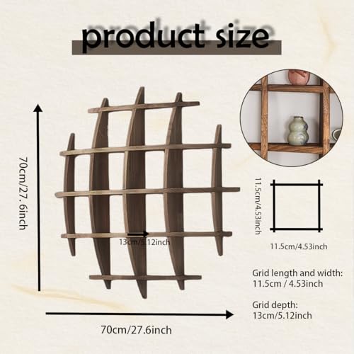 MXOYOXM Wooden Coffee Mug Display Shelf,27.6" x 27.6"Coffee Cup Holder Wall Mounted,Multi-Slot Mug Shelf for Wall,Exquisite Tea Cup Holder Wall Mug Rack Suitable for Living Room,Kitchen - Image 2