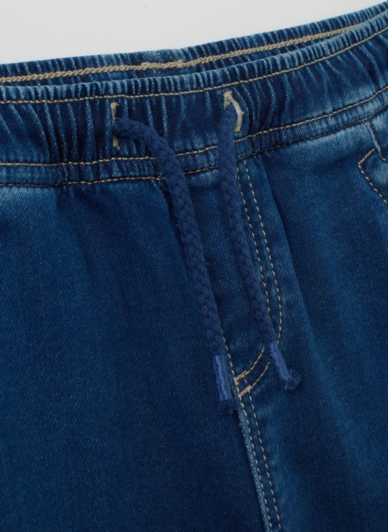 Ovs CHILDREN'S BLUE DENIM JOGGER TROUSERS - REGULAR FIT