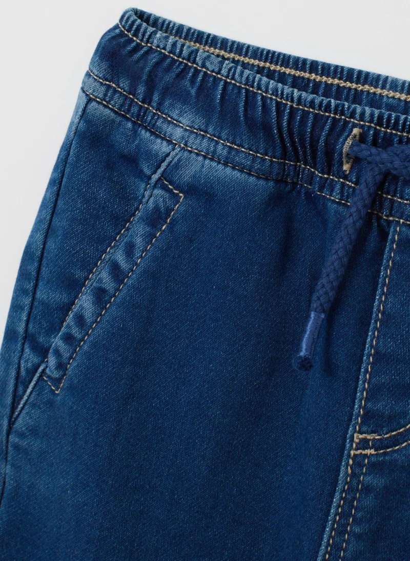 Ovs CHILDREN'S BLUE DENIM JOGGER TROUSERS - REGULAR FIT