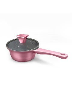 DELICI Non Stick Milk Pan - Granite Coated Die Cast Aluminum, 16cm , Scratch Resistant, Oven Safe with Tempered Glass Lid and Stay Cool Bakelite Handle  - Image 1