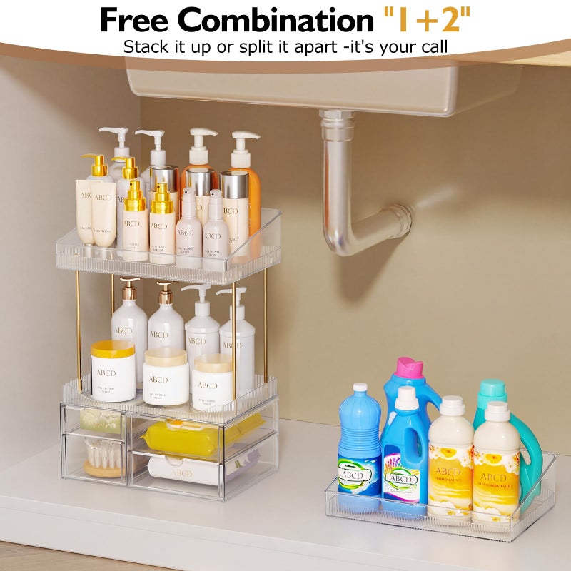 SNSLXH 4 Drawers Makeup Organizer - 4 Tier Makeup Storage, Cosmetics Organiser, Ideal for Cosmetic, with Drawers for Countertop, Bathroom, Office Supplies, Dresser Transparent Clear - Image 5