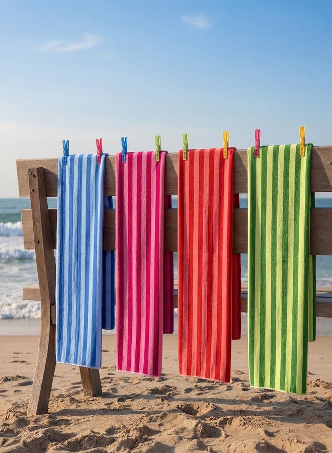 Gilprop 4 Packs Oversized Stripe Beach Towels Microfiber Pool Towel with Bags & Clips Soft Absorbent Quick Dry Camping Towels for Women Men Travel Families Swim (72×36 in,Multicolor) - Image 4
