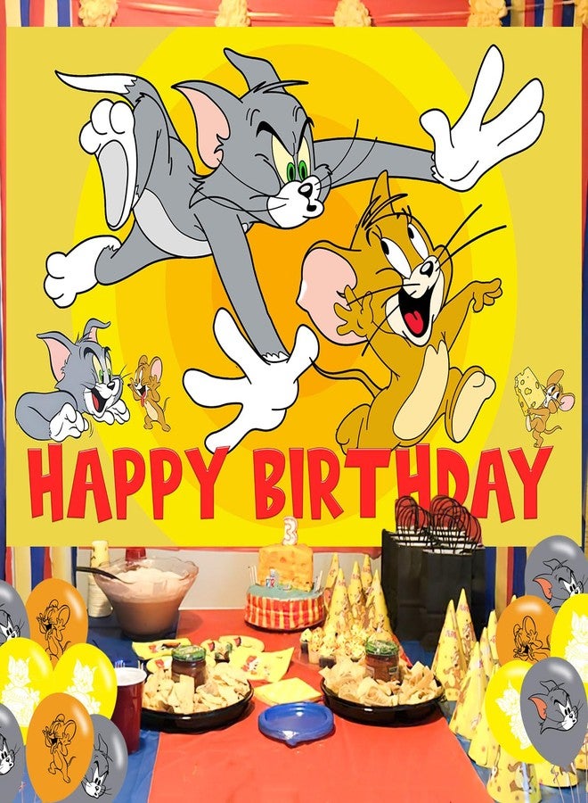karg Cartoon Cat Backdrop 5x3 Vinyl Tom Cat Birthday Party Supplies Photography Background Picture Photoshoot Cake Table Decor Banner Shoot Drapes Poster - Image 4