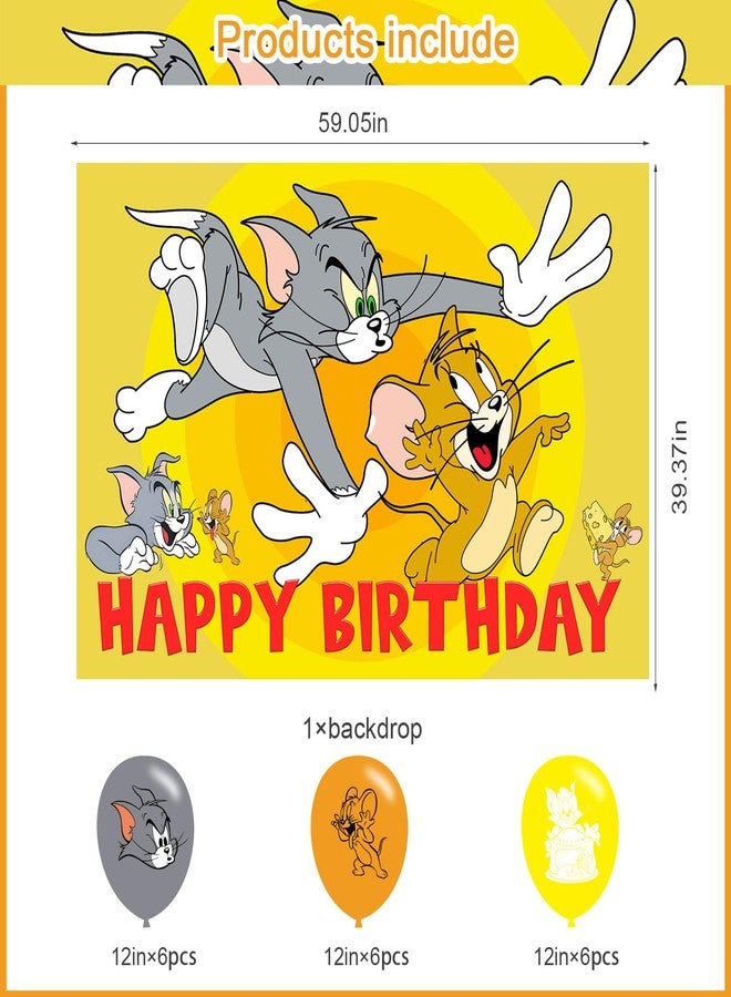 karg Cartoon Cat Backdrop 5x3 Vinyl Tom Cat Birthday Party Supplies Photography Background Picture Photoshoot Cake Table Decor Banner Shoot Drapes Poster - Image 2
