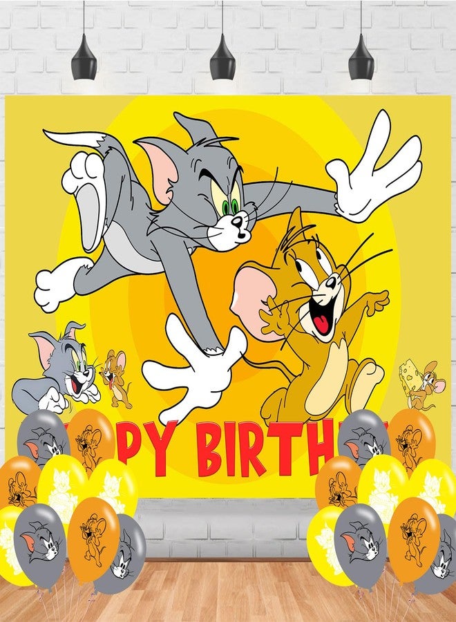 karg Cartoon Cat Backdrop 5x3 Vinyl Tom Cat Birthday Party Supplies Photography Background Picture Photoshoot Cake Table Decor Banner Shoot Drapes Poster - Image 1