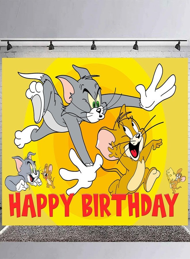 karg Cartoon Cat Backdrop 5x3 Vinyl Tom Cat Birthday Party Supplies Photography Background Picture Photoshoot Cake Table Decor Banner Shoot Drapes Poster - Image 3