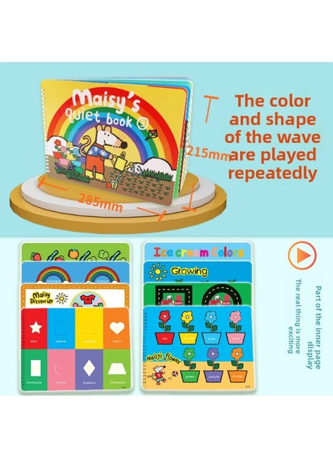 Maisy Mouse Bobo Quiet Book Yellow Box Point Reading Edition Finished Diy Children's English Enlightenment Sticker Book Kindergarten-Color:Single Experience Outfit★The Color Shape Of The Mouse Wave