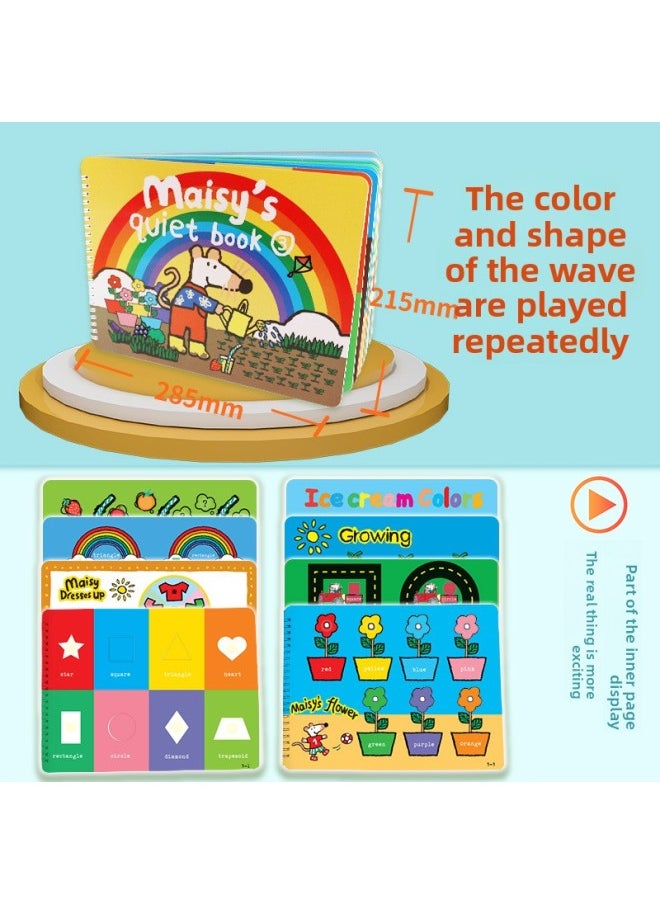 null - Maisy Mouse Bobo Quiet Book Yellow Box Point Reading Edition Finished Diy Children's English Enlightenment Sticker Book Kindergarten-Color:Single Experience Outfit★The Color Shape Of The Mouse Wave - Image 1