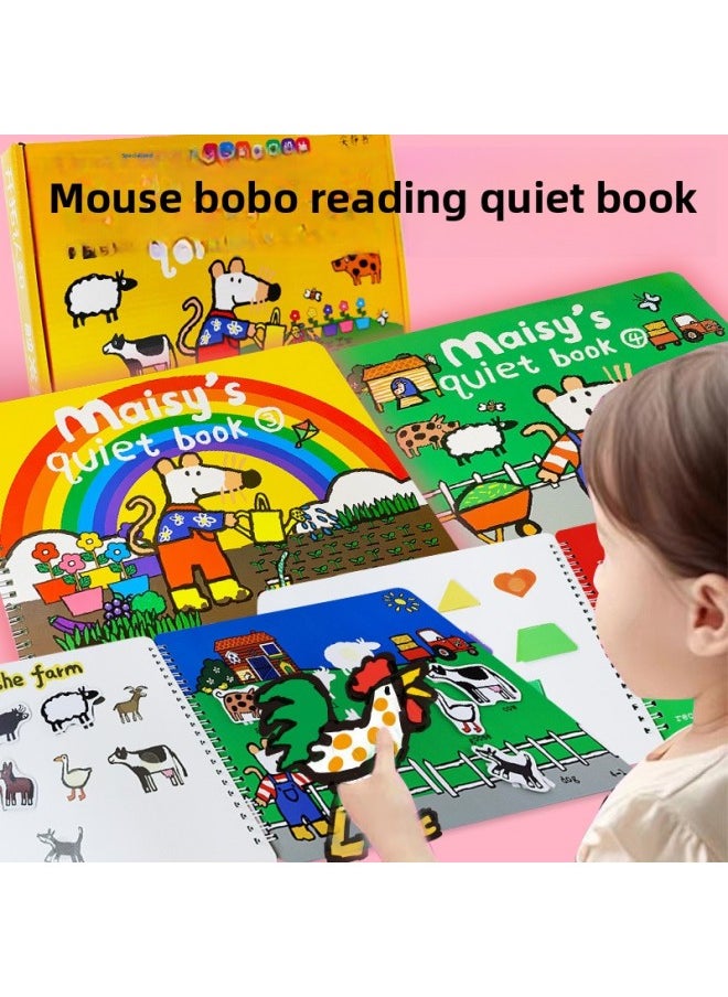 null - Maisy Mouse Bobo Quiet Book Yellow Box Point Reading Edition Finished Diy Children's English Enlightenment Sticker Book Kindergarten-Color:Single Experience Outfit★The Color Shape Of The Mouse Wave - Image 1