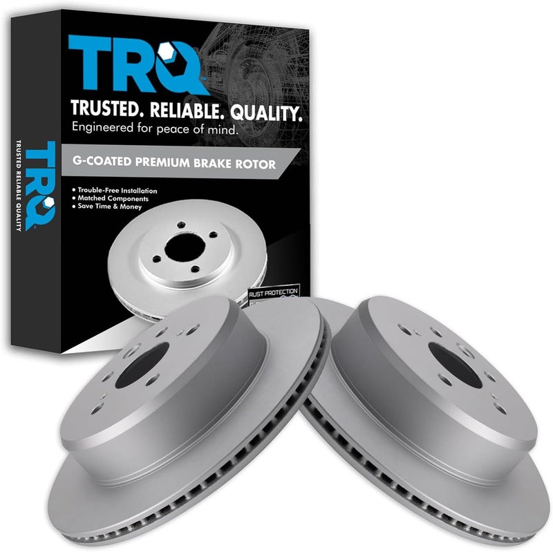 TRQ Rear Brake Rotor Set G Coated Vented Compatible with 2013-2020 Lexus GS350 GS450h GS200t GS300 IS200t IS300 IS350 RC200t RC300 RC350 - Image 1
