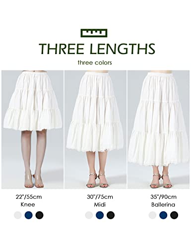 BEAUTELICATE Women 100% Cotton Skirt 3 Tiered A-Line Retro Medieval Skirt - Image 5