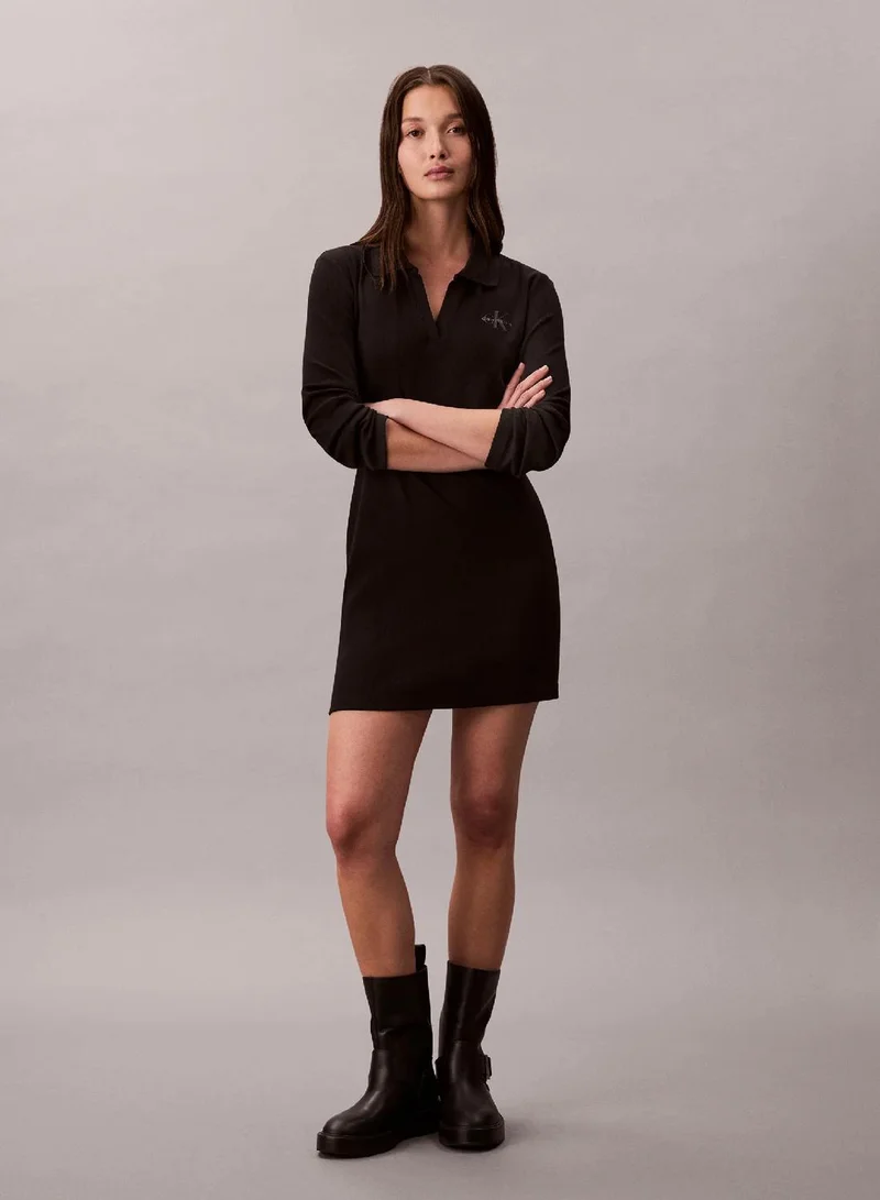 Slim Ribbed Cotton Polo Dress