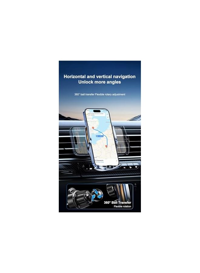 S-TOP Q15 Magnetic Wireless Car Charger Mount, 15W Fast Charging Auto-Sensing Phone Holder with Type-C, Micro USB, Lightning Compatibility - Image 4