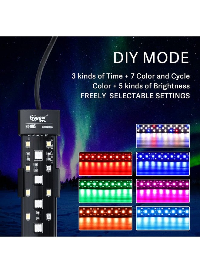 هايغر مصباح LED لحوض السمك من hygger يعمل على مدار الساعة طوال أيام الأسبوع، مصباح حوض سمك مخفي كامل الطيف مع 3 صفوف من الخرز، 7 ألوان، تشغيل وإيقاف تلقائي عند شروق الشمس - ضوء النهار - ضوء القمر، سطوع مؤقت قابل للتعديل 6 وات - Image 2