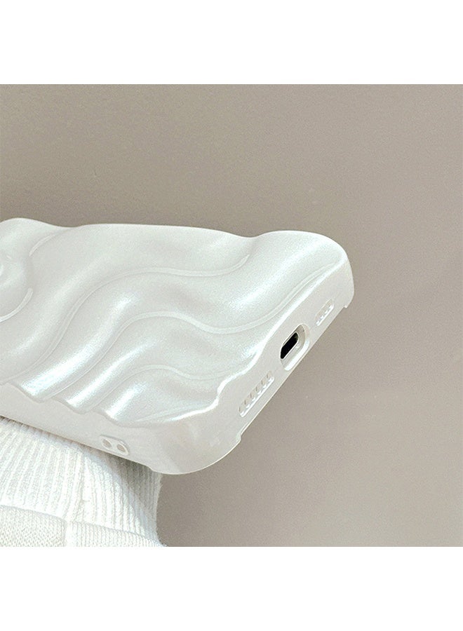 غطاء هاتف iPhone 17 Pro Max بتصميم موجة مائية، غطاء ناعم بلون صلب من TPU، غطاء هاتف عصري، غطاء حماية للنساء، متوافق مع iPhone 17 Pro Max (6.9 بوصة)، أبيض - Image 4