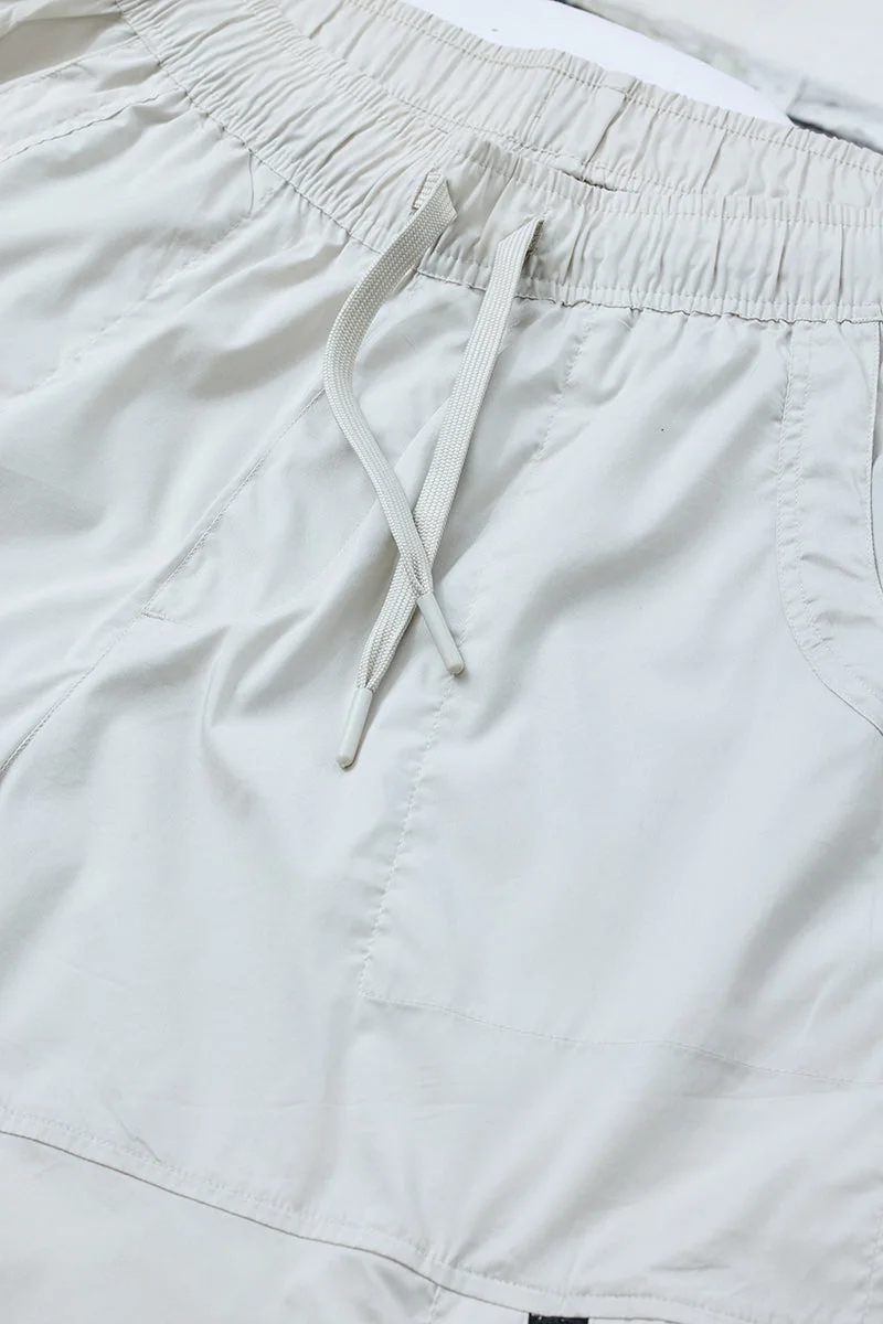 SNITCH Light Grey Solid Loose Fit Streetwear Cargo