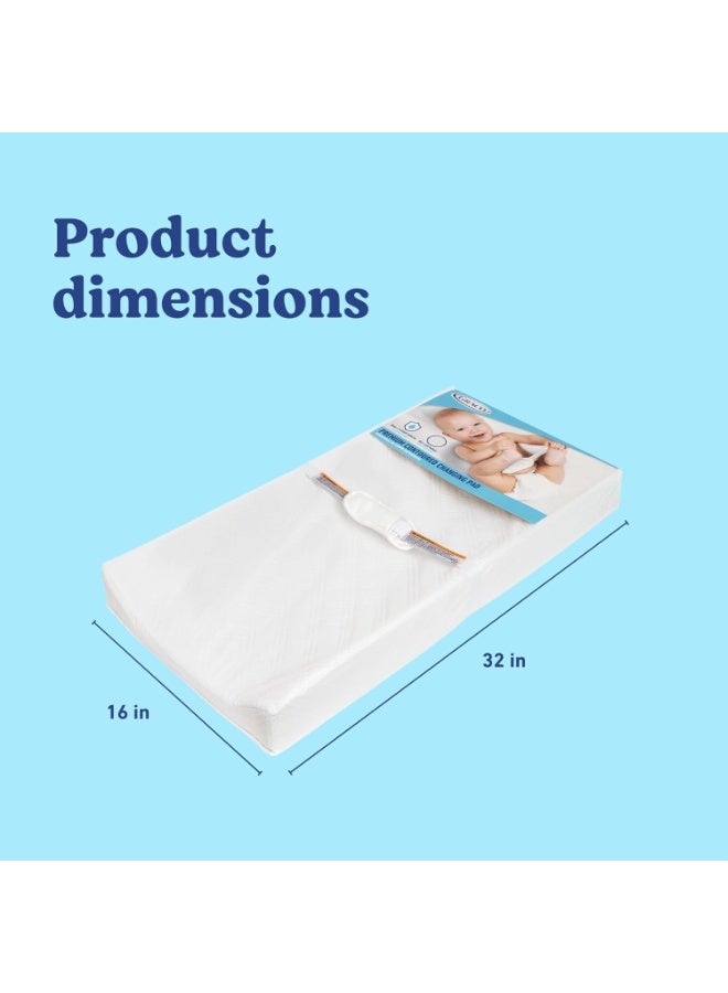 Graco Premium Contoured Changing Pad – GREENGUARD Gold Certified, Water-Resistant, Ultra-Soft Buckle Cover, Contoured Baby Changing Pad, Fits Most Standard-Size Changing Toppers, Non-Skid Bottom - Image 2